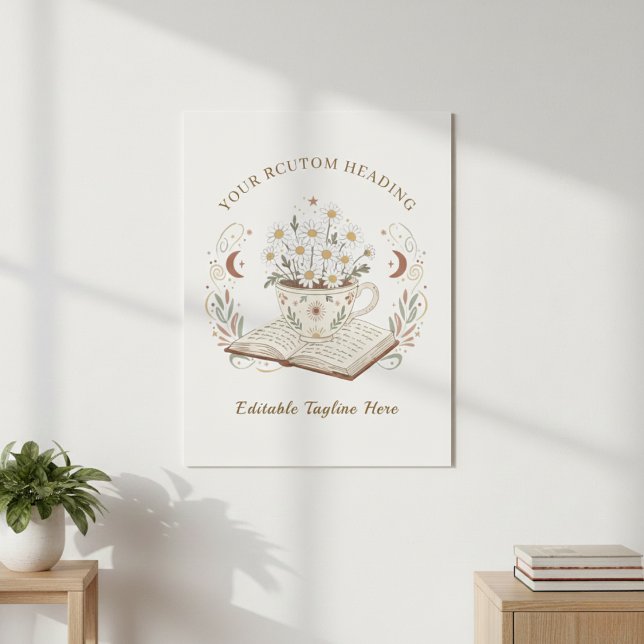 Affiche Illustration de fleurs de camomille vintage éditab (Elegant Teacup Flowers Poster)