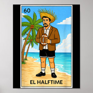 Affiche Illustration de football de plage vintage El Halft