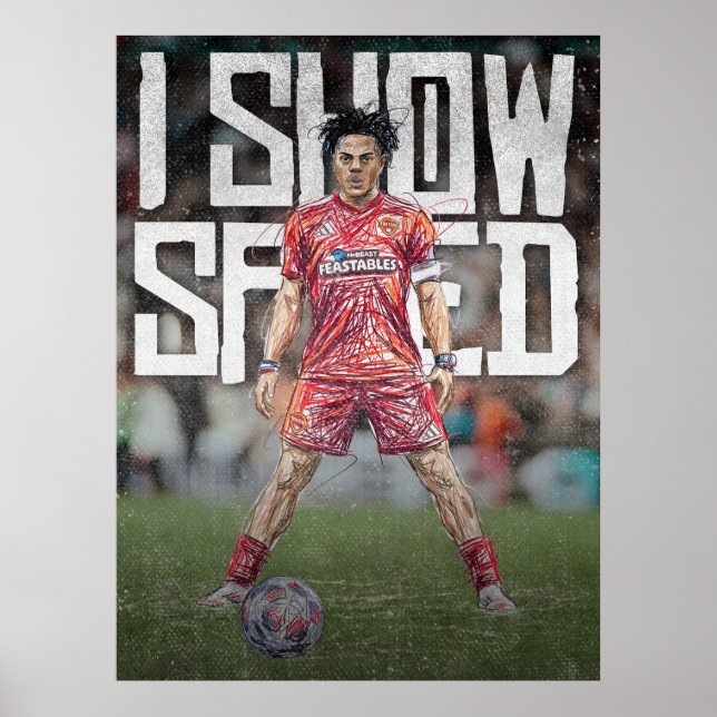 Affiche Illustration de football inspirée d'Ishowspeed (Devant)
