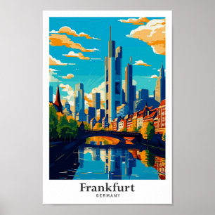 Affiche Illustration de Franfurt Allemagne Art Vintage voy