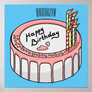 Affiche Illustration de gâteau d'anniversaire