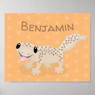 Affiche Illustration de gecko tan tan mignon