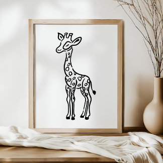 Affiche Illustration de girafe au trait fantaisiste
