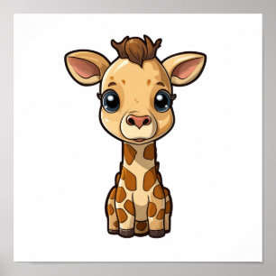 Affiche Illustration de girafe de dessin animé