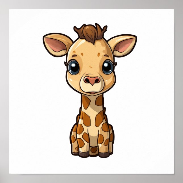 Affiche Illustration de girafe de dessin animé (Devant)