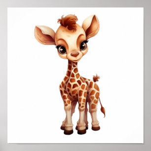 Affiche Illustration de girafe de dessin animé