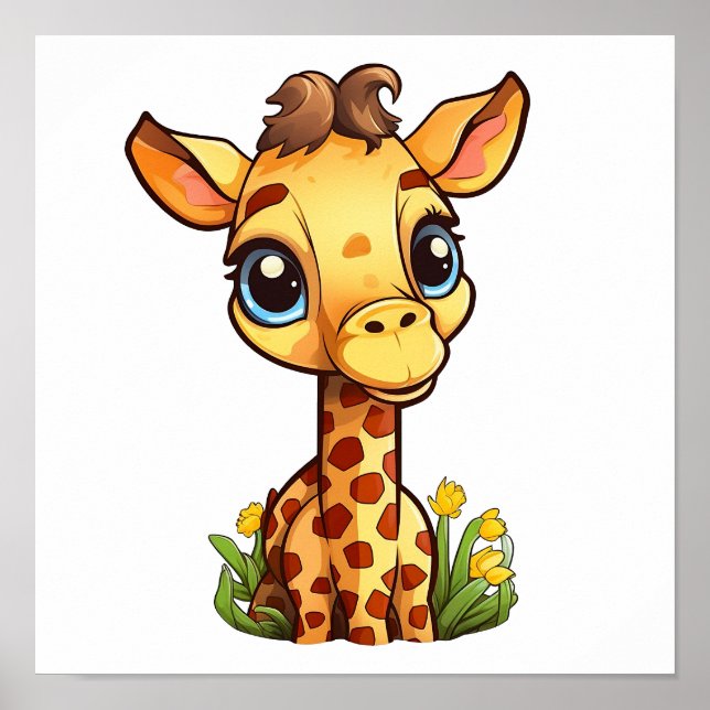 Affiche Illustration de girafe de dessin animé (Devant)