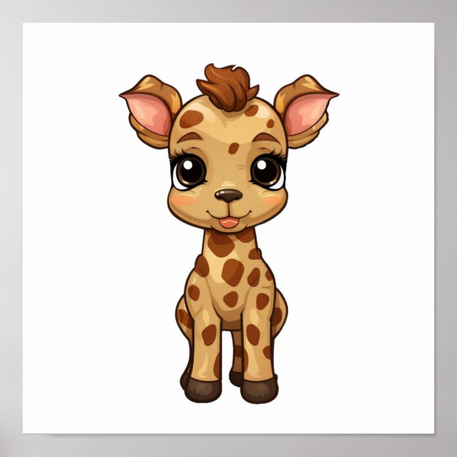 Affiche Illustration de girafe de dessin animé (Devant)