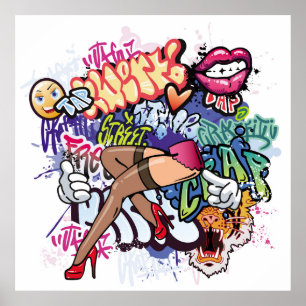 Affiche Illustration de graffiti avec lettres de graffitis