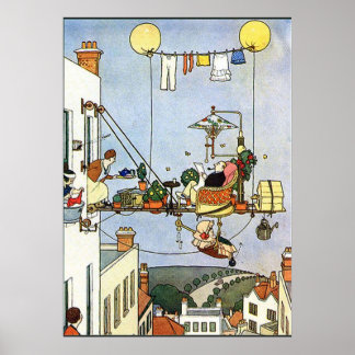 Affiche Illustration de Heath Robinson Accueil Conforts W