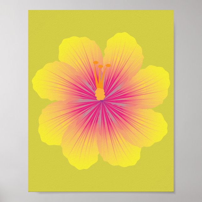 Affiche Illustration de Hibiscus Jaune (Devant)