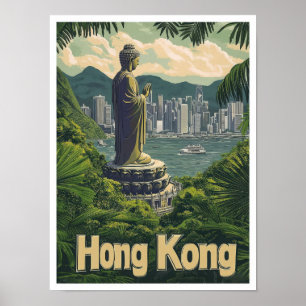 Affiche Illustration de Hong Kong China Art Vintage voyage