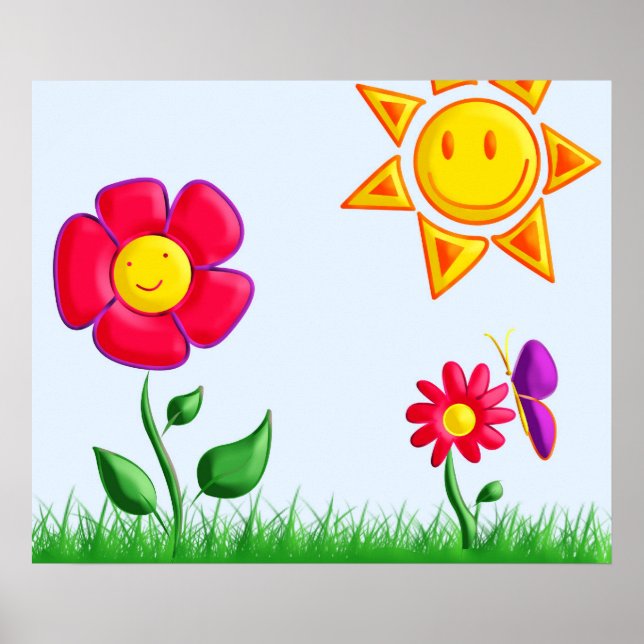 Affiche Illustration de jardin ensoleillé (Devant)