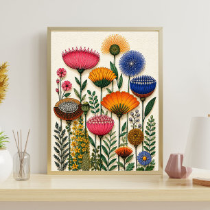 Affiche Illustration de jardin floral d'art botanique colo