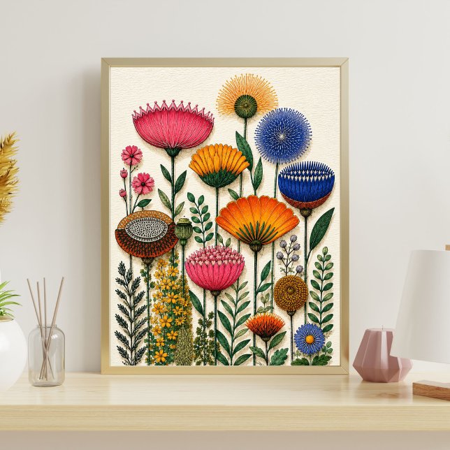 Affiche Illustration de jardin floral d'art botanique colo (Créateur téléchargé)