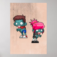 Illustration de jote garçon et fille Zombie