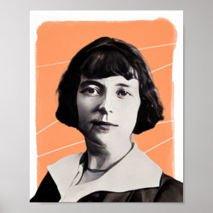 Affiche Illustration de Katherine Mansfield, écrivaine néo