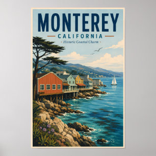 Affiche Illustration de la baie de Monterey en Californie,