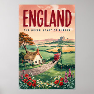 Affiche Illustration de la campagne anglaise Art de voyage
