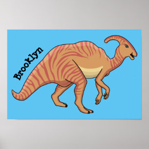 Affiche Illustration de la caricature de dinosaure du para