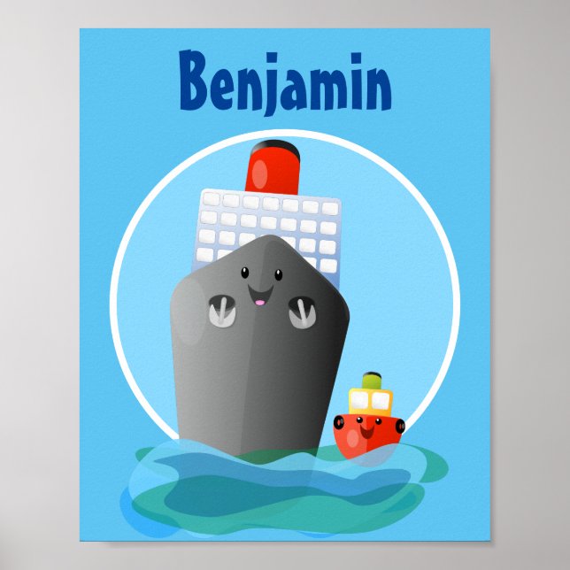 Affiche Illustration de la caricature de remorqueur de paq (Devant)