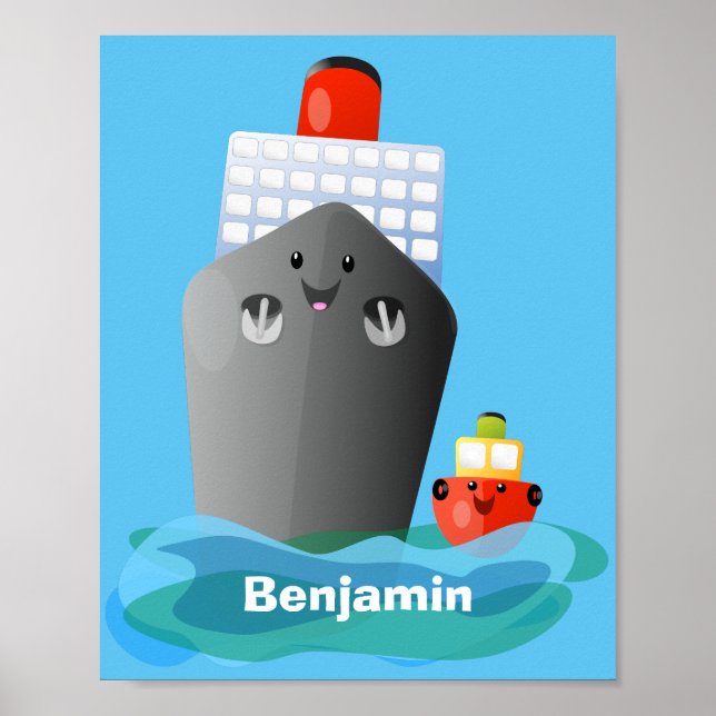 Affiche Illustration de la caricature de remorqueur de paq (Devant)