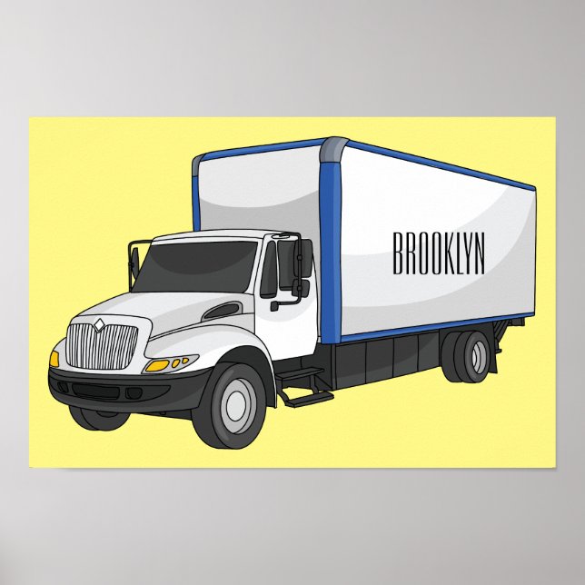 Affiche Illustration de la caricature du camion-boîte (Devant)