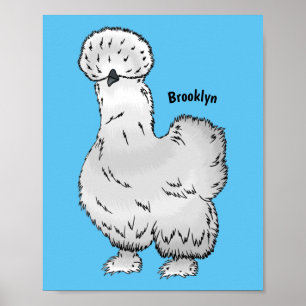 Affiche Illustration de la caricature du poulet Silkie