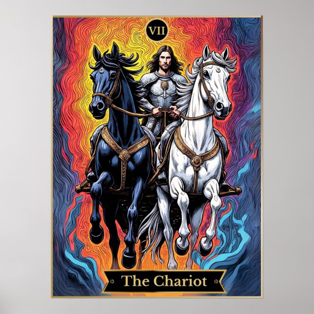 Affiche Illustration De La Carte Tarot, Le Chariot (Devant)