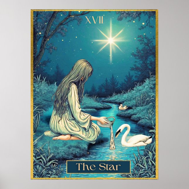 Affiche Illustration de la carte Tarot, l'étoile (Devant)