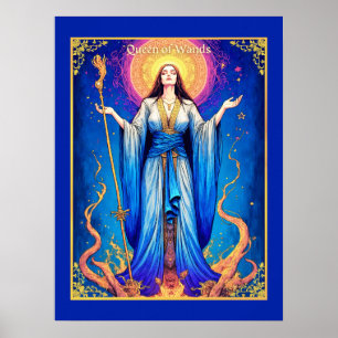 Affiche Illustration de la carte Tarot, reine des baguette