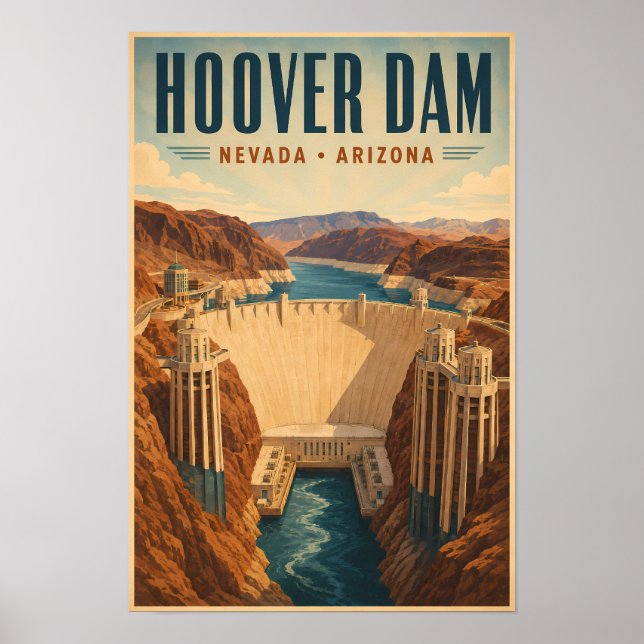 Affiche Illustration de la centrale électrique du barrage  (Devant)