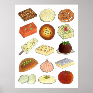 Affiche Illustration de la confiserie Mithai Indian Sweets