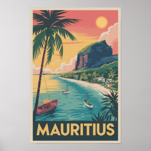 Affiche Illustration de la côte de Maurice Art de voyage v