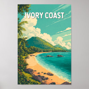 Affiche Illustration de la Côte d'Ivoire Voyage Art Vintag