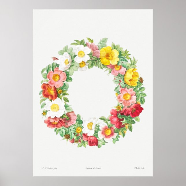 Affiche Illustration de la couronne de fleurs vintages (Devant)