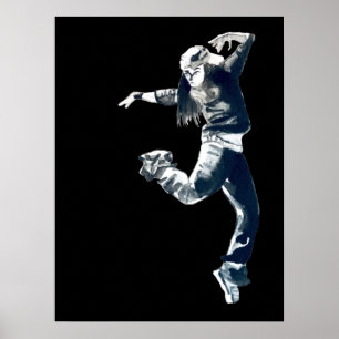 Affiche Illustration de la danseuse hip hop cool