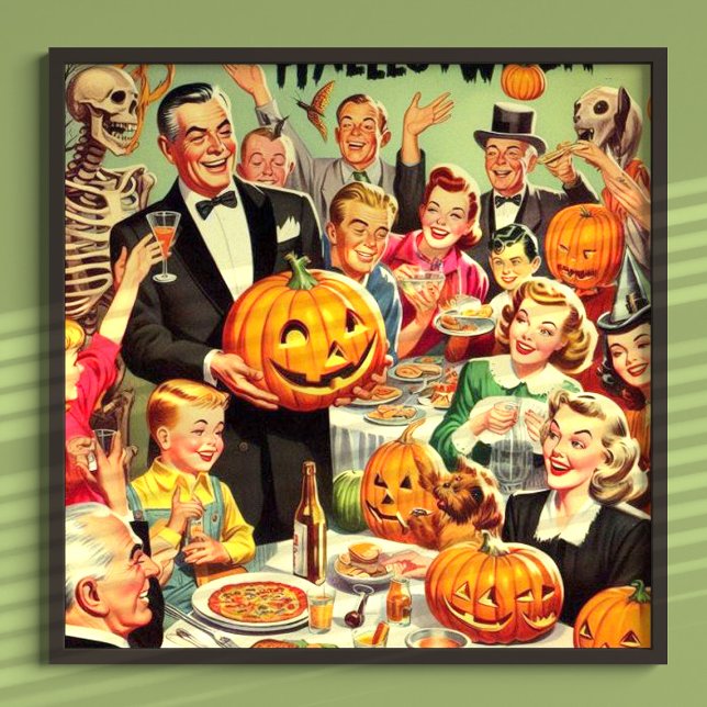 Affiche Illustration de la fête d'Halloween vintage (Créateur téléchargé)
