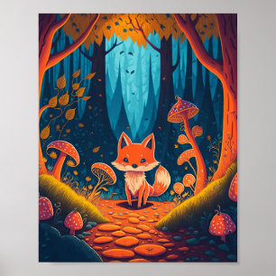 Affiche Illustration de la forêt animale de l'Imaginaire F
