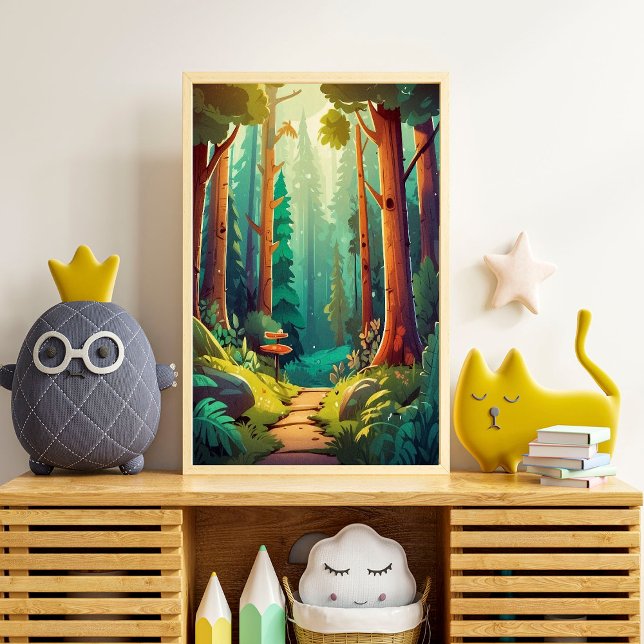 Affiche Illustration de la forêt d'aquarelle adorable (Créateur téléchargé)