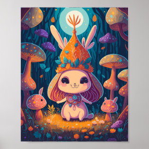 Affiche Illustration de la forêt de Bunny Queen Imaginaire