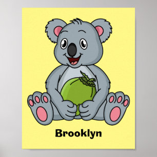 Affiche Illustration de la koala de Cute et de la noix de 