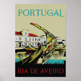 Affiche Illustration de la lagune Aveiro Voyage vintage Po
