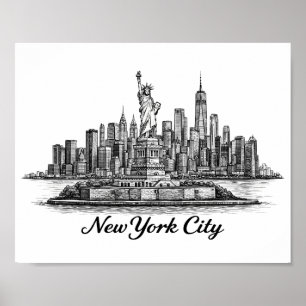 Affiche Illustration de la ligne d'horizon de la ville de