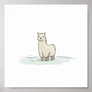 Affiche Illustration de la llama mignonne - Adorable et ca