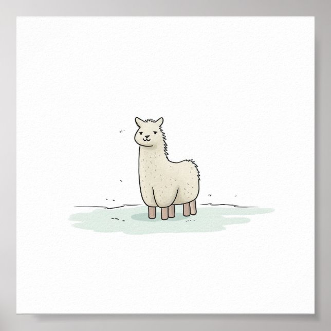 Affiche Illustration de la llama mignonne - Adorable et ca (Devant)