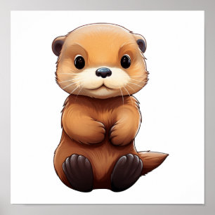 Affiche Illustration de la loutre de dessin