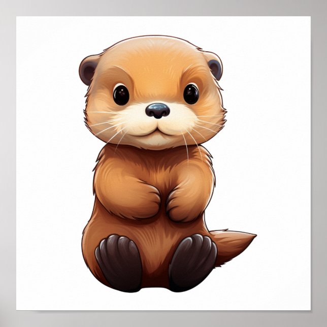 Affiche Illustration de la loutre de dessin (Devant)