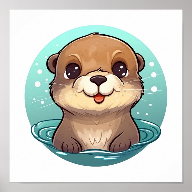 Affiche Illustration de la loutre de dessin (Devant)