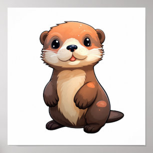 Affiche Illustration de la loutre de dessin